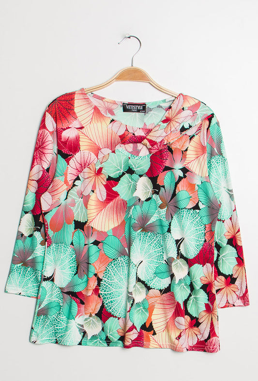 Plus Size Blomtryckt Topp
