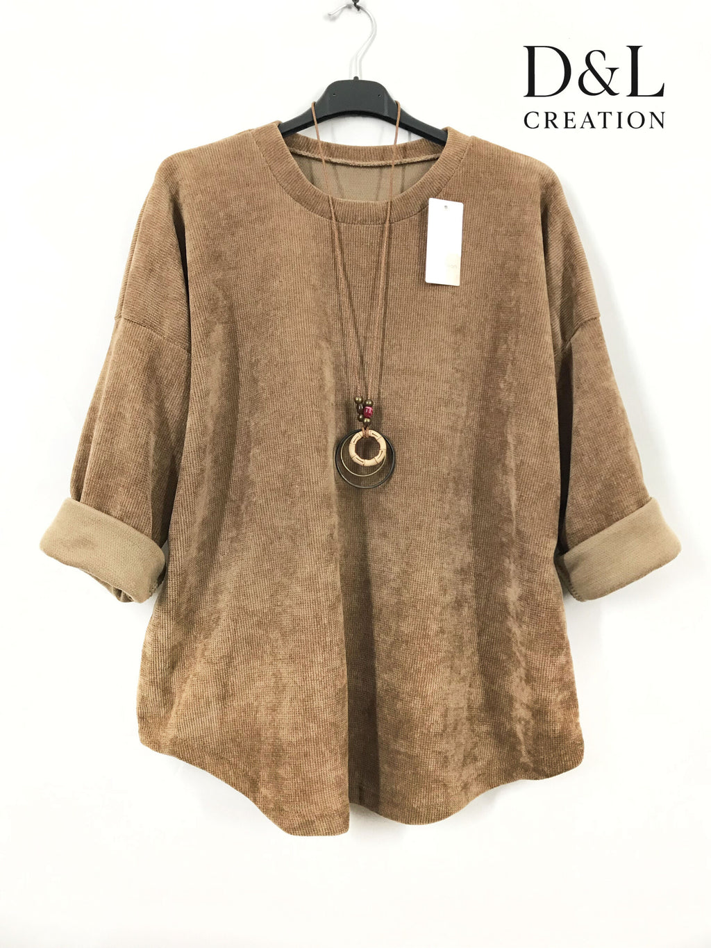 Långärmad sammetstop med halsband, storlekar T38 till T50