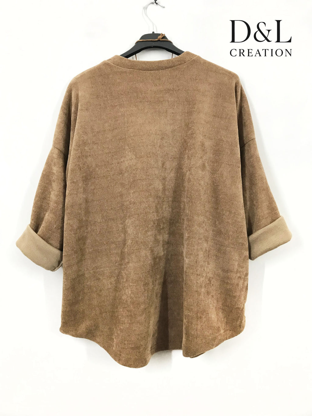 Långärmad sammetstop med halsband, storlekar T38 till T50