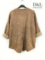 Långärmad sammetstop med halsband, storlekar T38 till T50