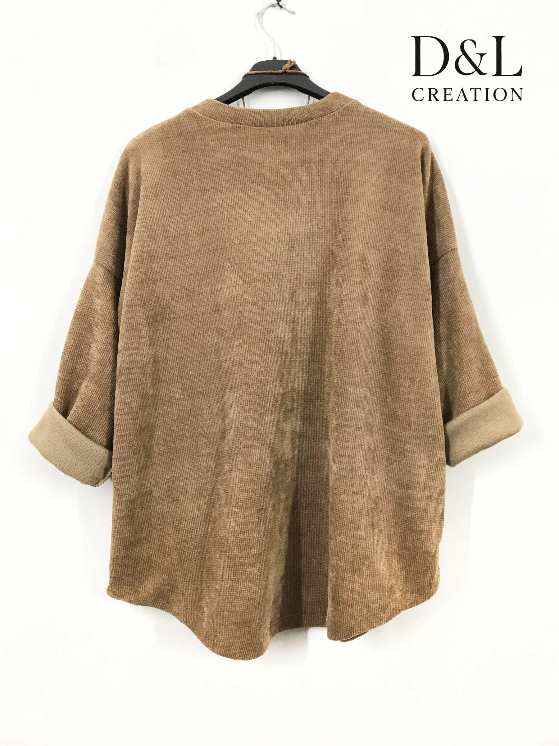 Långärmad sammetstop med halsband, storlekar T38 till T50