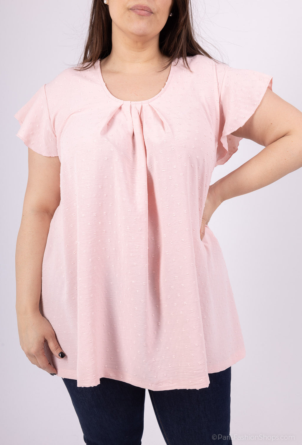 Plus Size Top med Fladdrande Ärmar