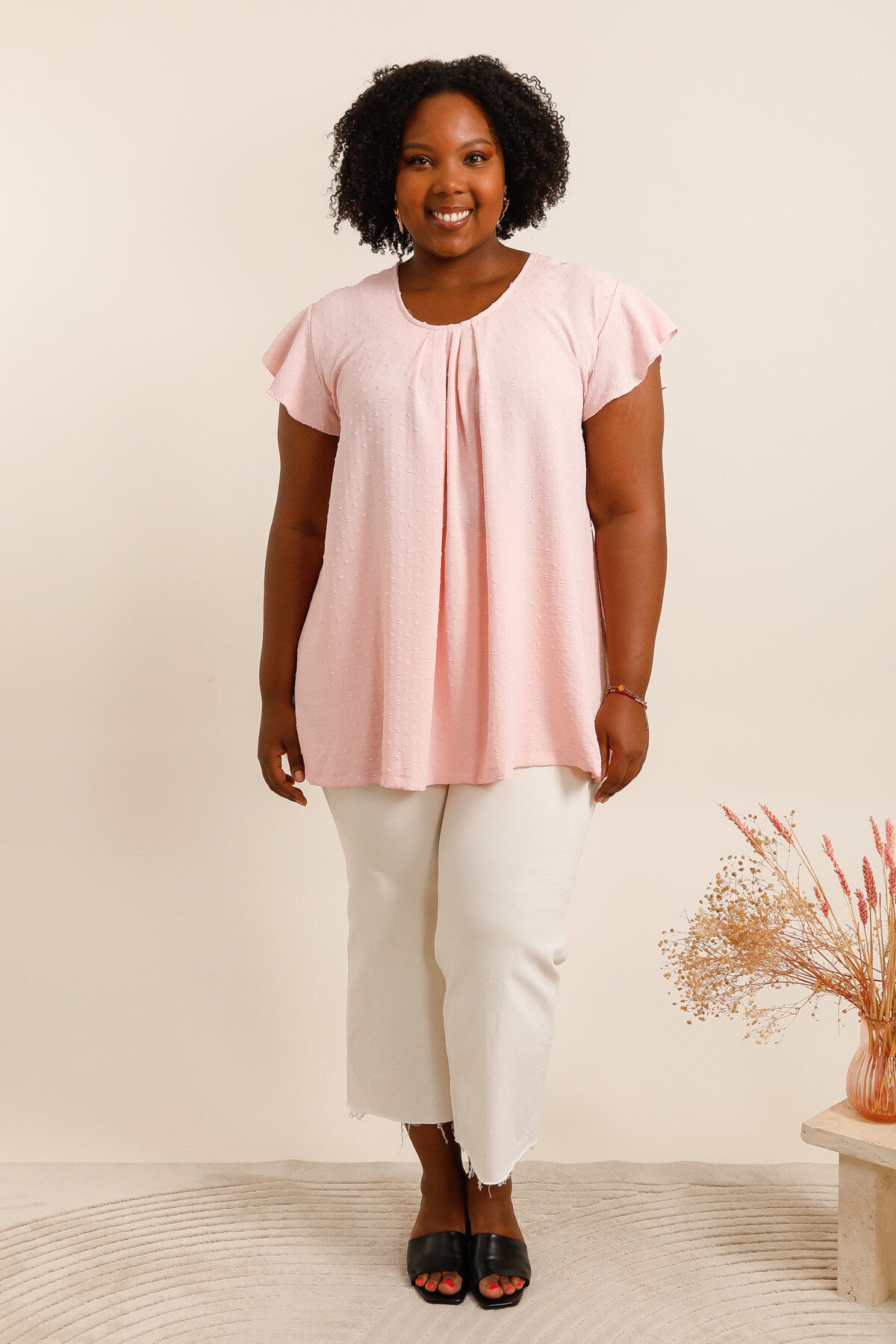 Top med Flared Ärmar i Stor Storlek