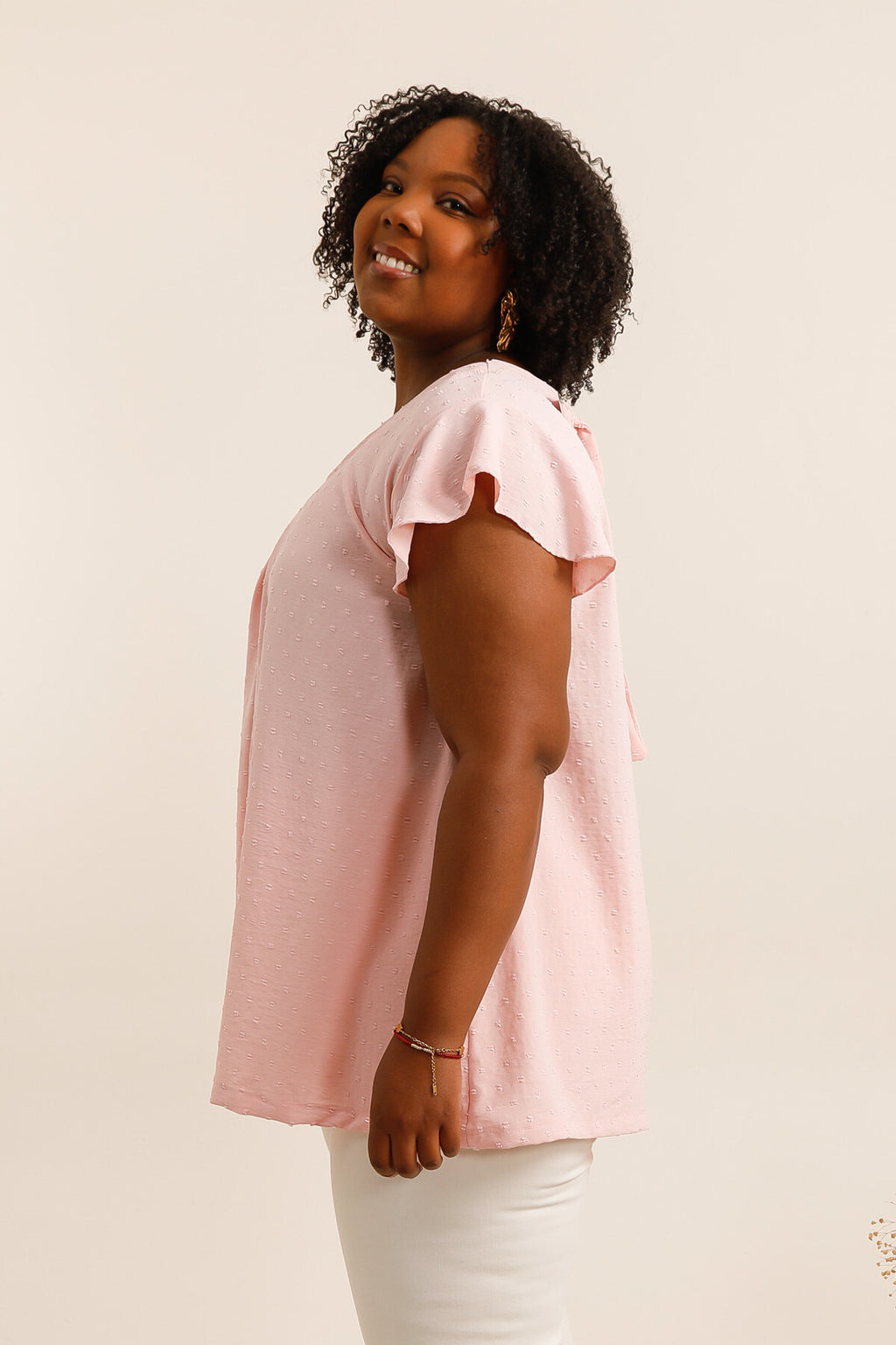 Top med Flared Ärmar i Stor Storlek