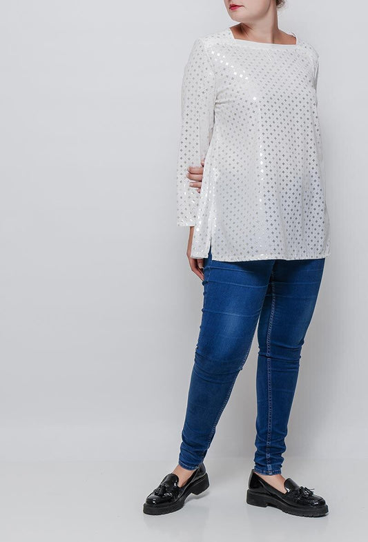 Plus Size Spotted Top för Kvinnor