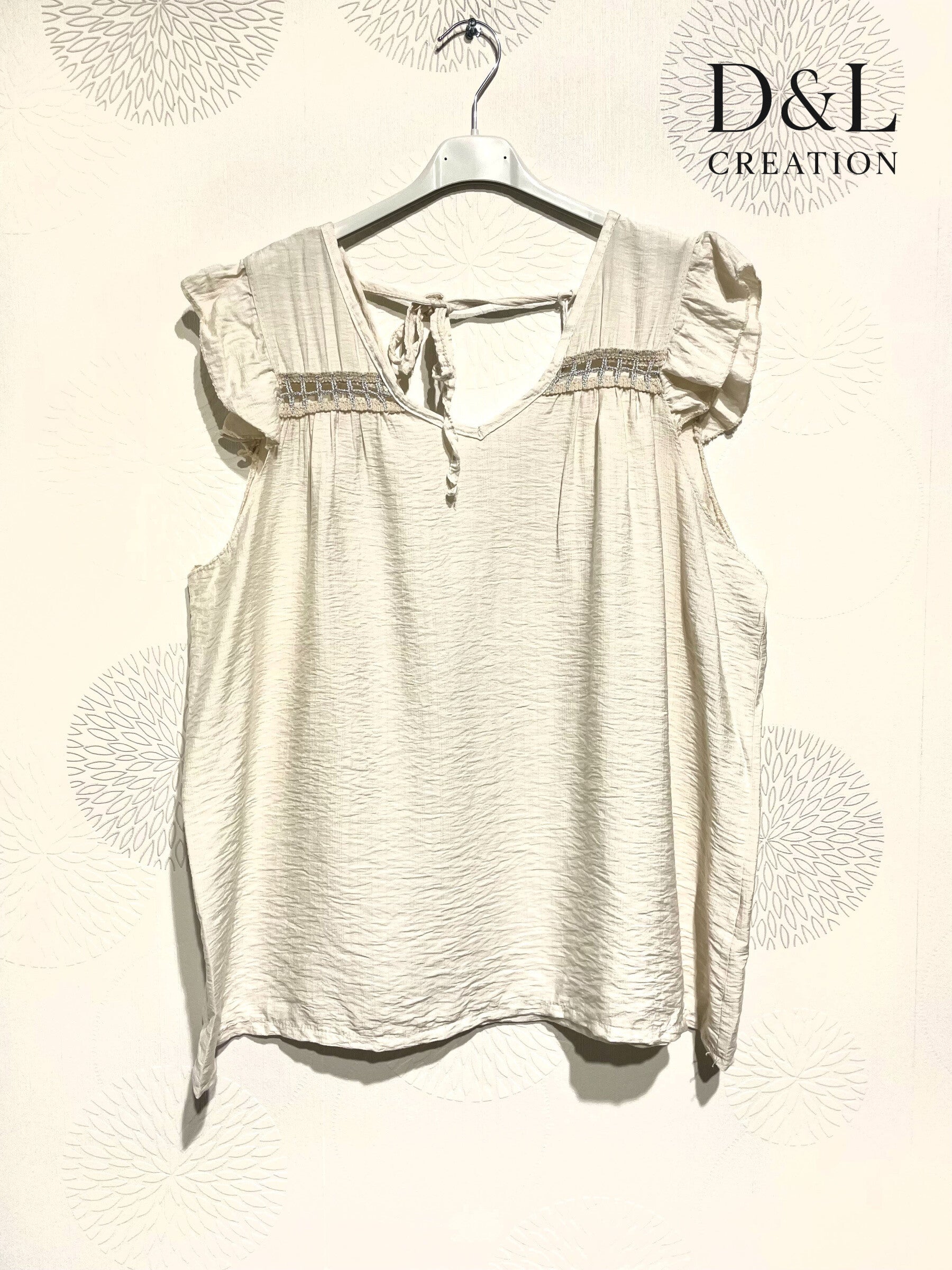 Plus Size Top with crazy mini sleeves and knot in the back T38 at T50