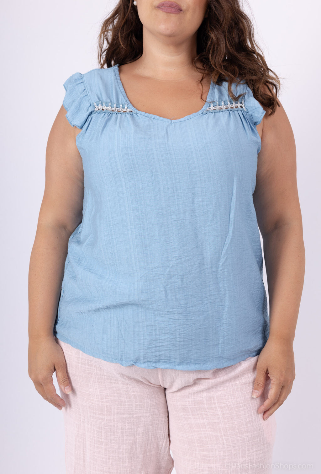 Plus Size Top with crazy mini sleeves and knot in the back T38 at T50