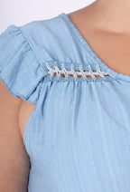 Plus Size Top med Mini Ärmar och Knytning i Rygg