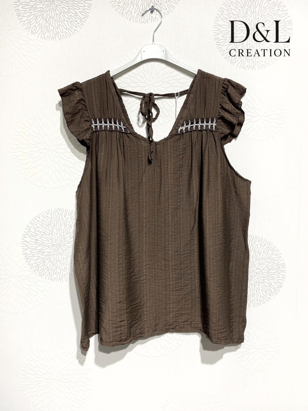 Plus Size Top with crazy mini sleeves and knot in the back T38 at T50