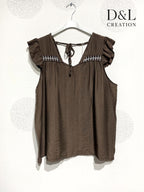 Plus Size Top with crazy mini sleeves and knot in the back T38 at T50