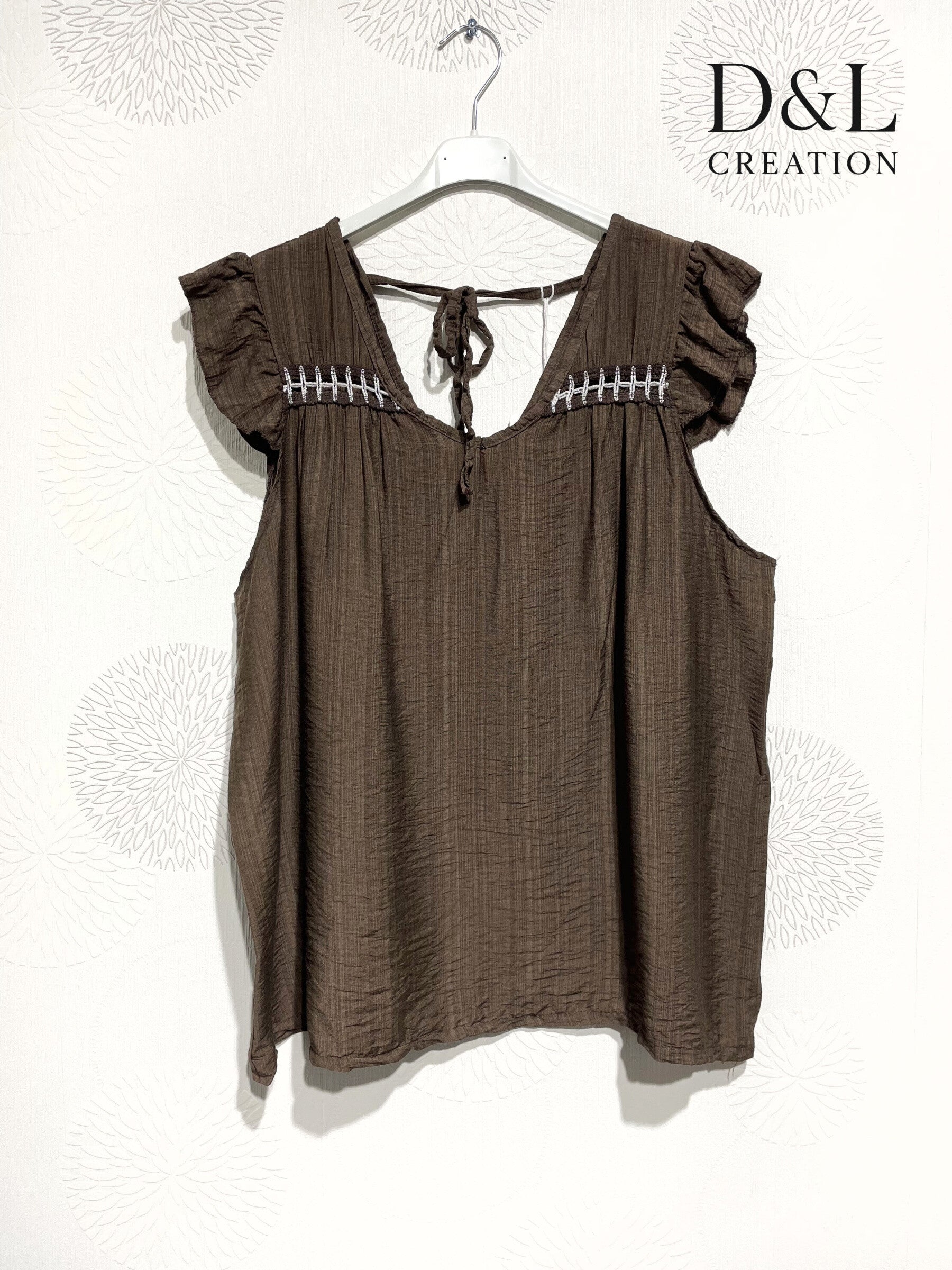 Plus Size Top with crazy mini sleeves and knot in the back T38 at T50