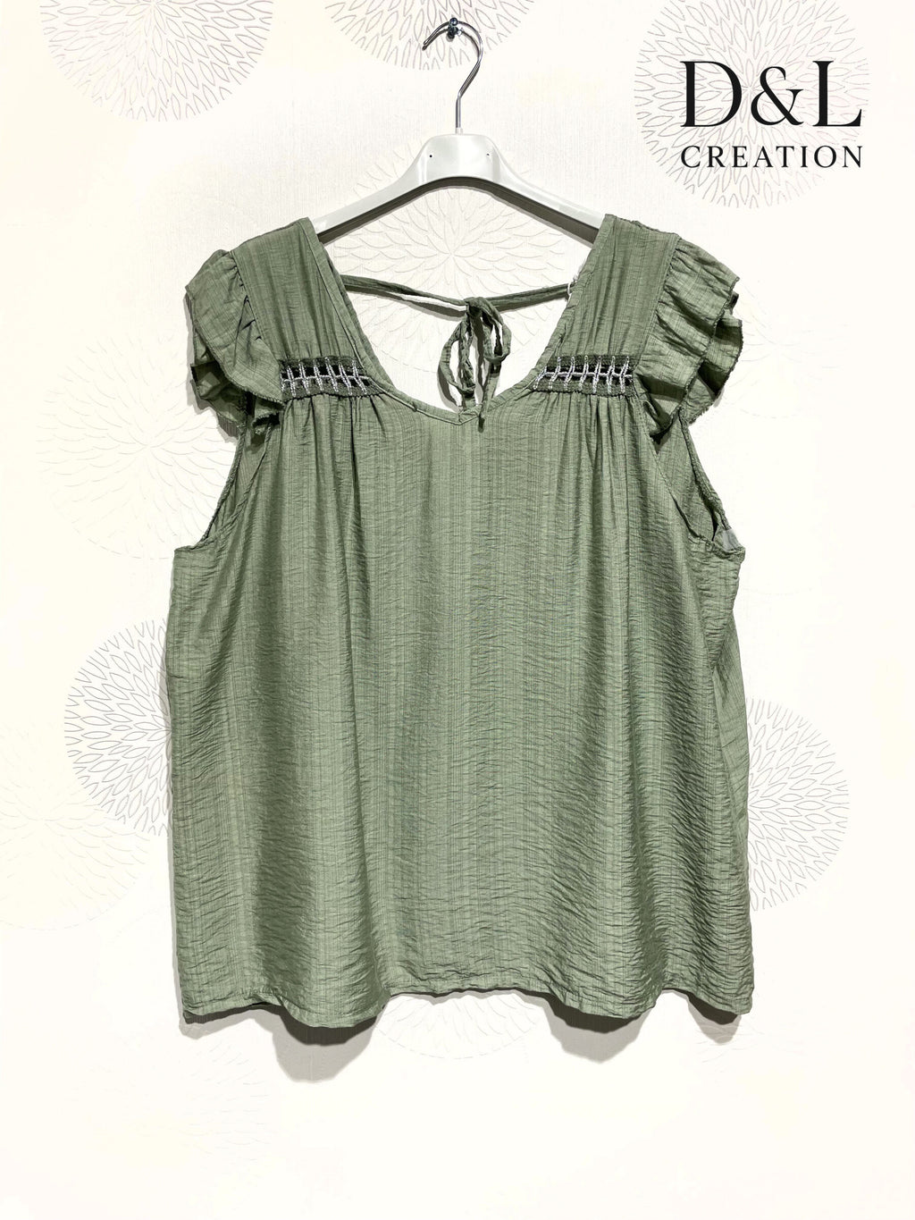 Plus Size Top with crazy mini sleeves and knot in the back T38 at T50