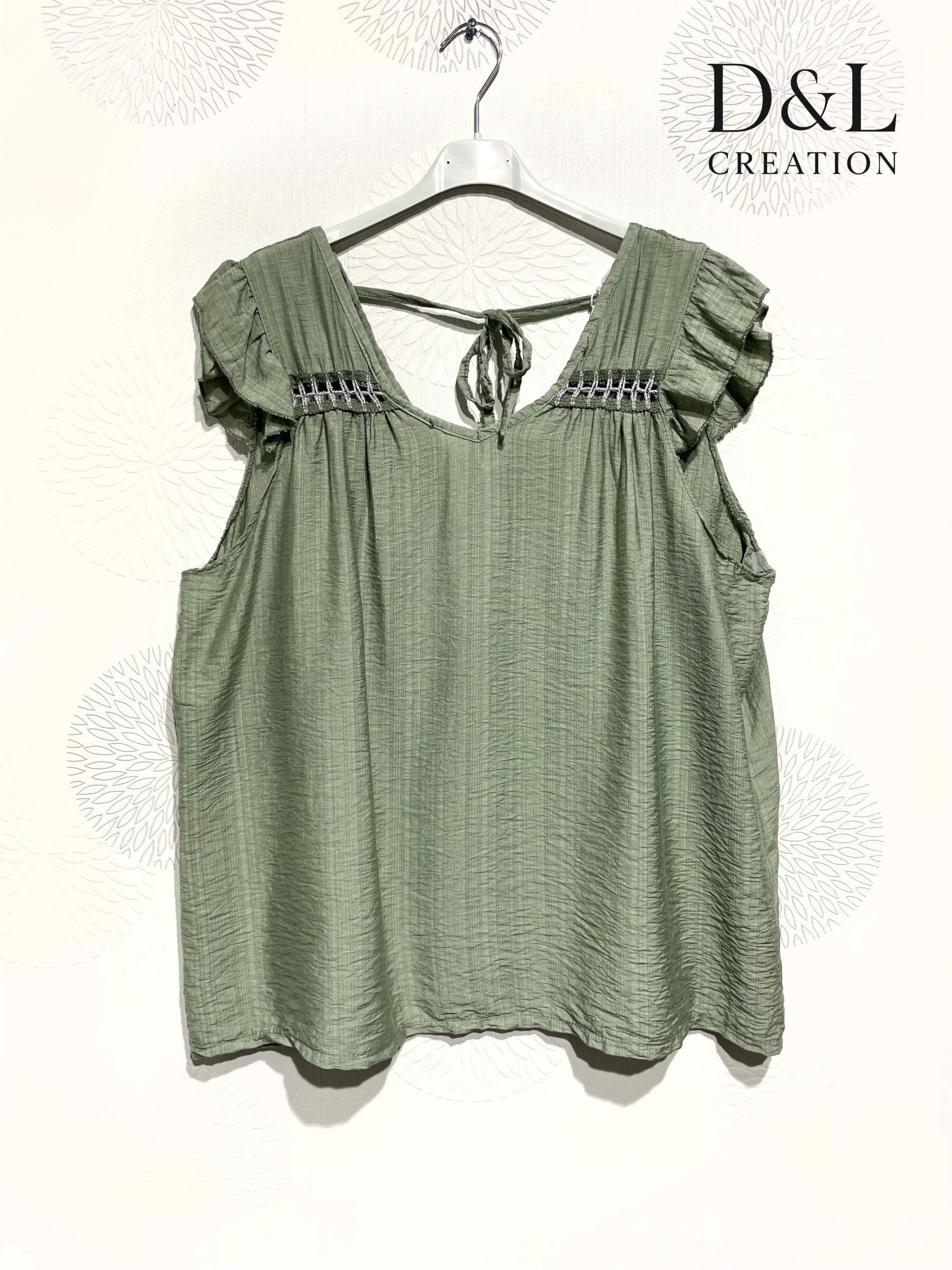 Plus Size Top with crazy mini sleeves and knot in the back T38 at T50
