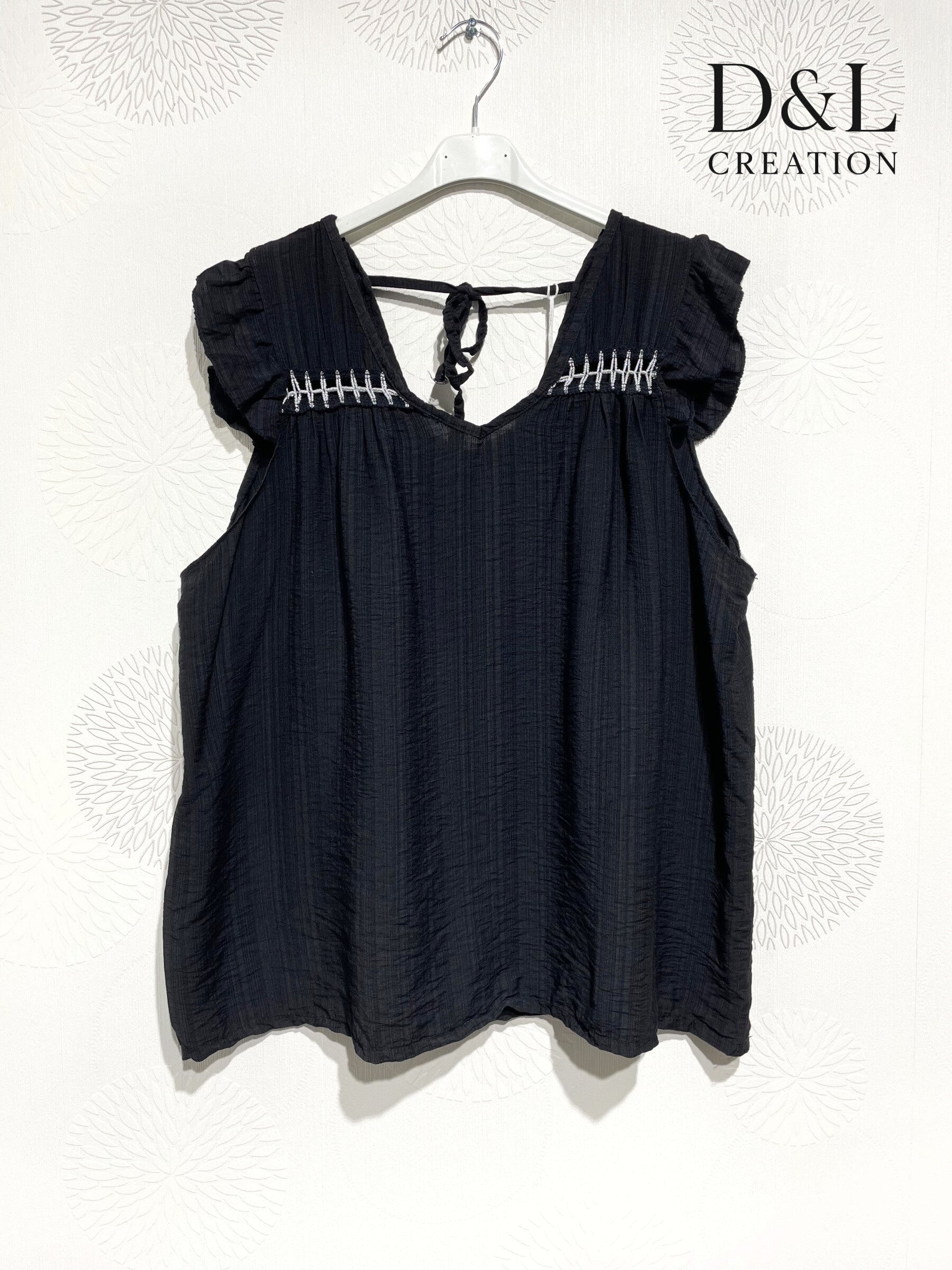 Plus Size Top with crazy mini sleeves and knot in the back T38 at T50