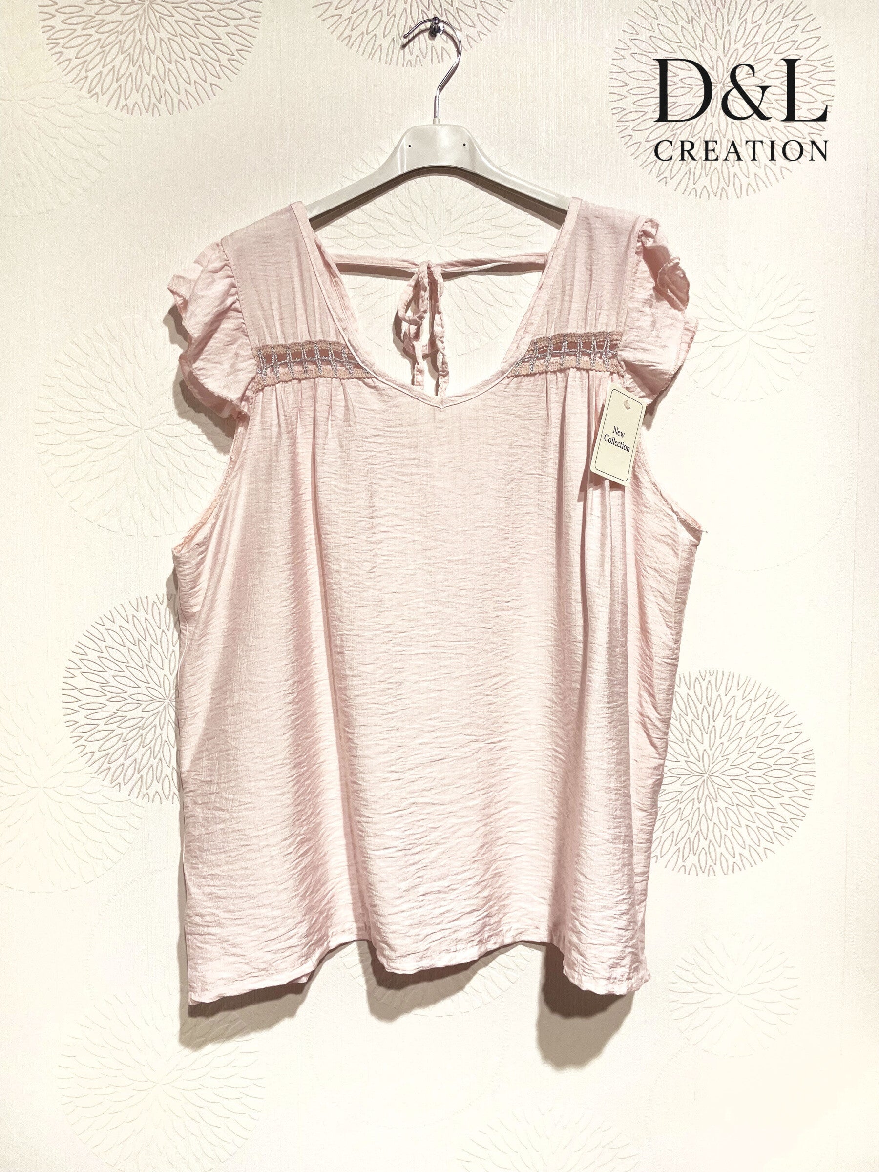 Plus Size Top with crazy mini sleeves and knot in the back T38 at T50