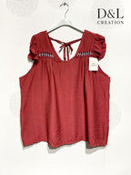 Plus Size Top with crazy mini sleeves and knot in the back T38 at T50