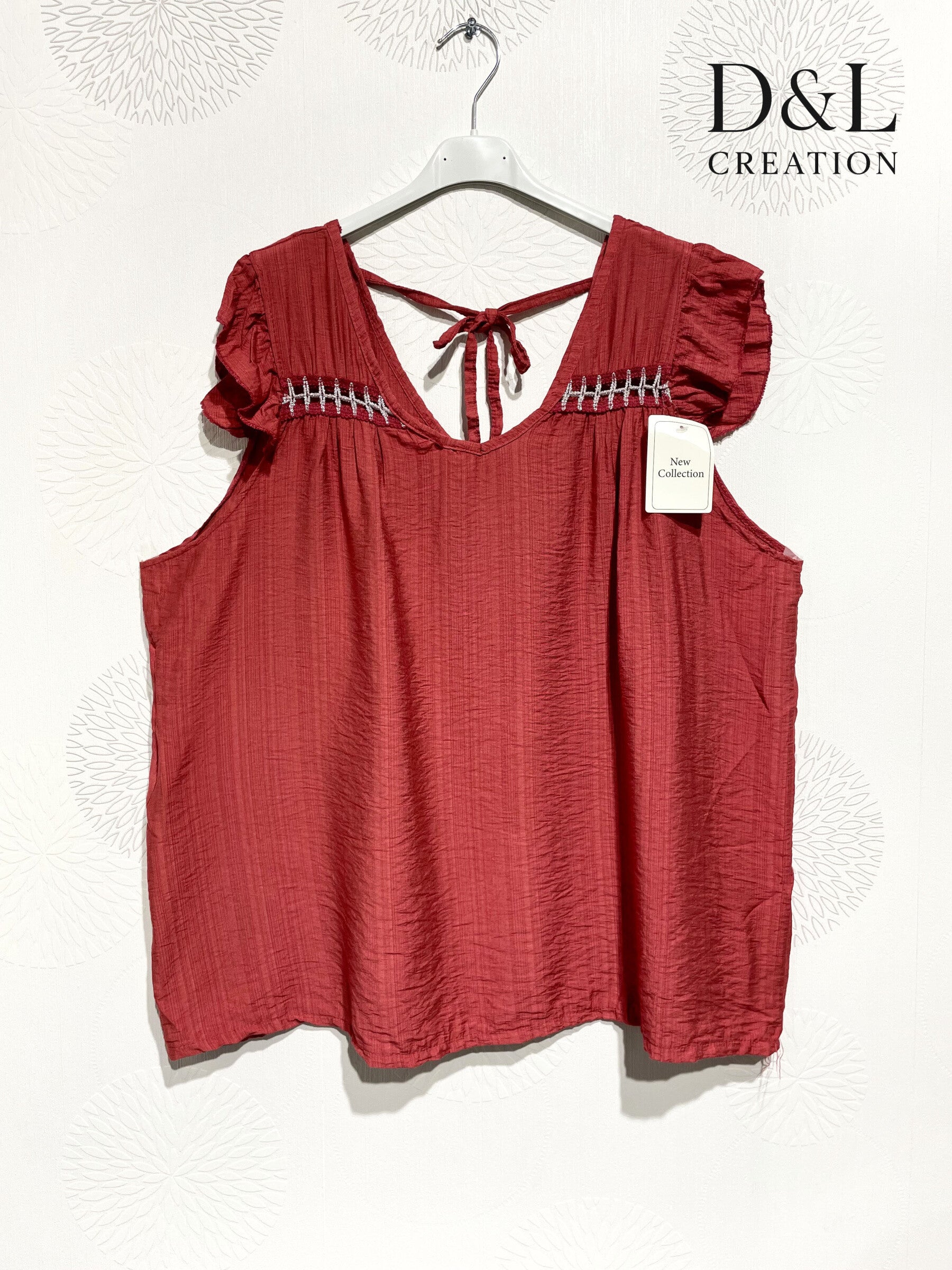 Plus Size Top with crazy mini sleeves and knot in the back T38 at T50