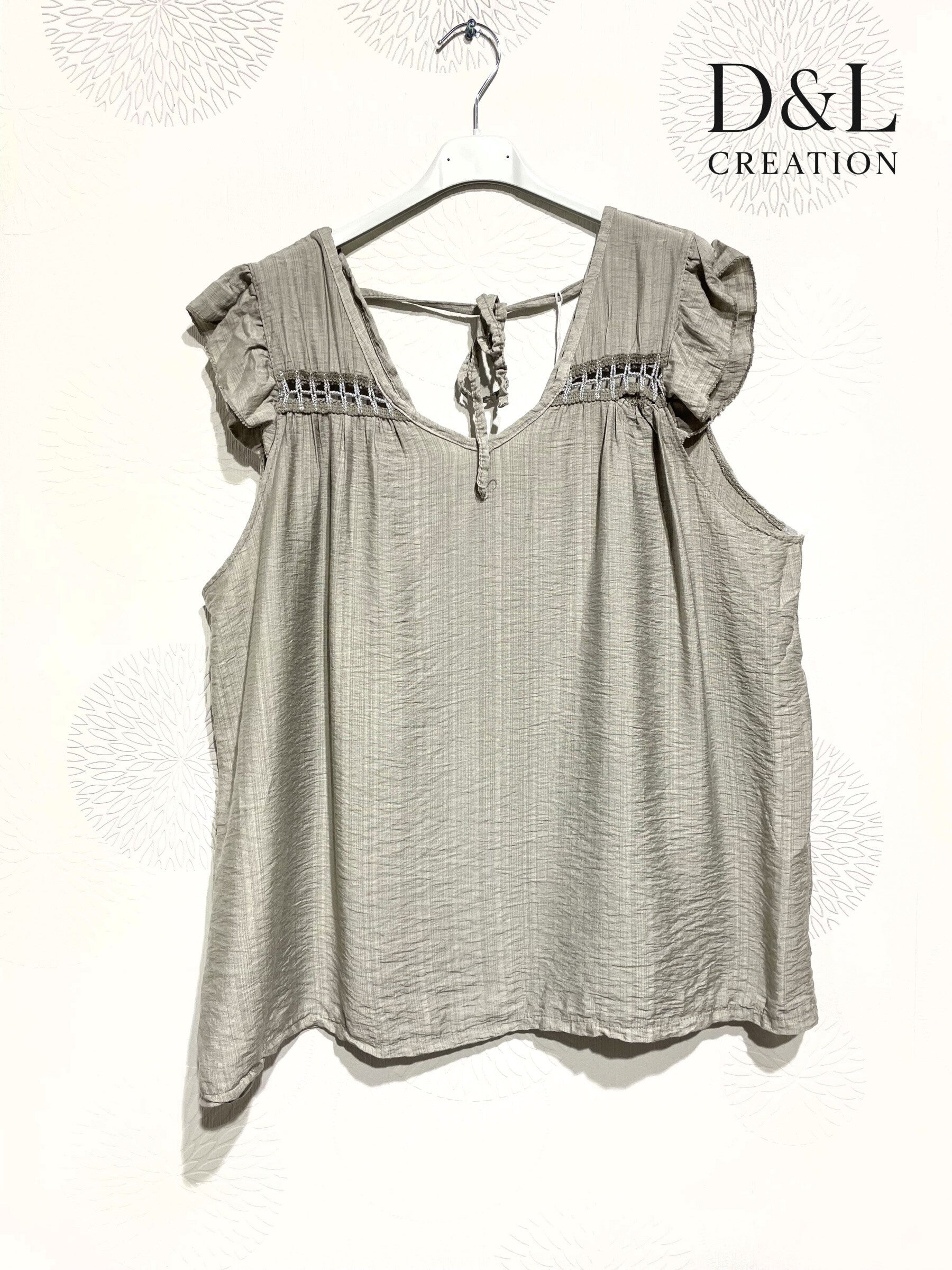 Plus Size Top with crazy mini sleeves and knot in the back T38 at T50