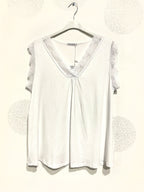 Plus Size Ultra stretch basic top with lace v t38 v t52