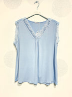 Plus Size Ultra stretch basic top with lace v t38 v t52