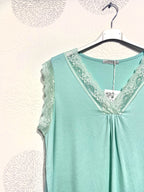 Ultra Stretch Basic Top med Spets V Utsågning T38 T52 i Stor Storlek