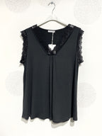 Plus Size Ultra stretch basic top with lace v t38 v t52