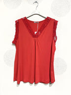 Plus Size Ultra stretch basic top with lace v t38 v t52