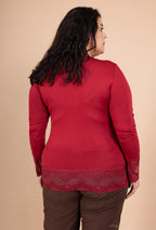 Ultra-stretch basic viscose top med spets, storlek T38 till T50