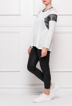Plus Size Bi-material Top med Flared Fit
