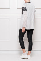 Plus Size Bi-material Top med Flared Fit