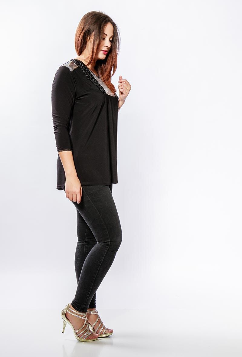 Plus Size Iridescent Top med Långa Ärmar