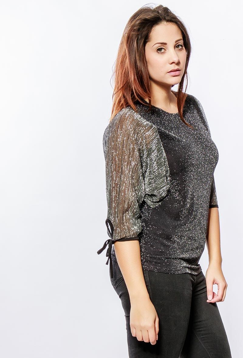Plus Size Shiny Top med Batwing Ärm