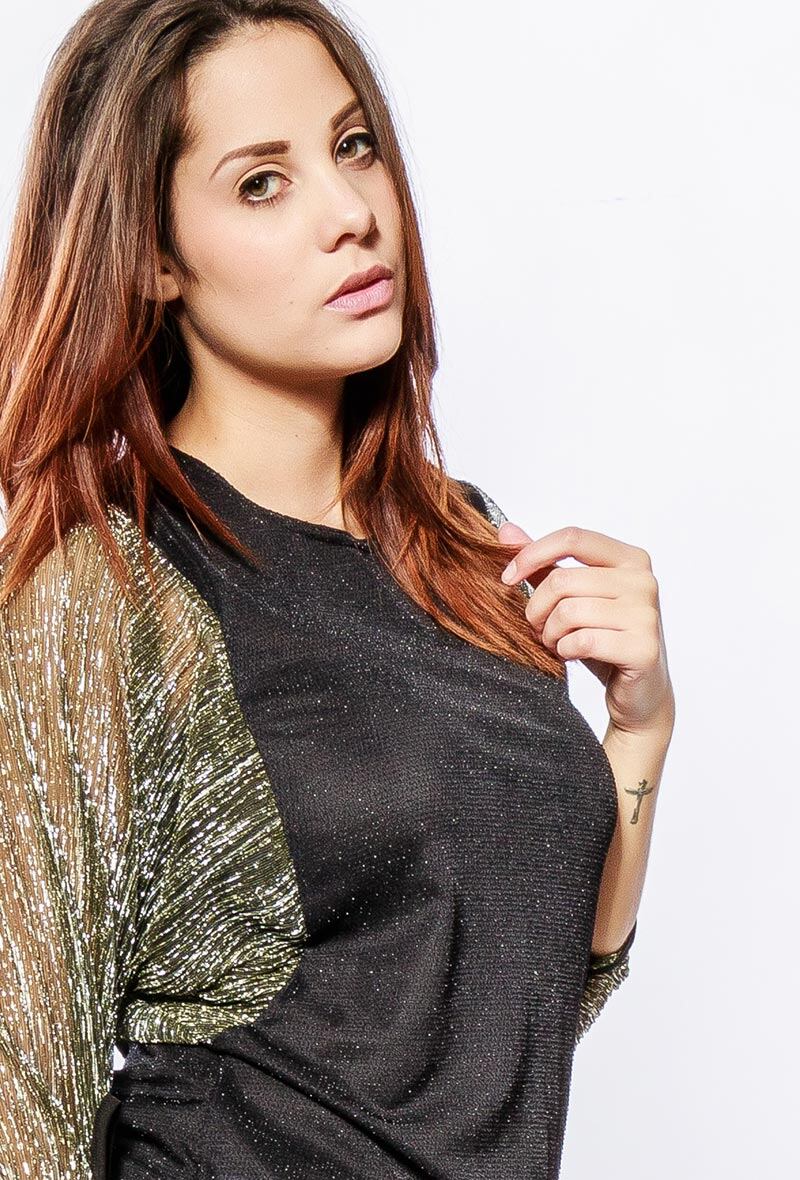 Plus Size Shiny Top med Batwing Ärm