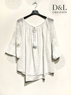 Plus Size Top pass boat with lace on the T38 to T54+ sleeves+