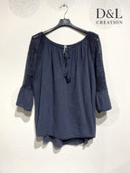 Plus Size Top pass boat with lace on the T38 to T54+ sleeves+