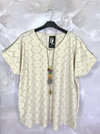 Plus Size V-neck lace top with necklace