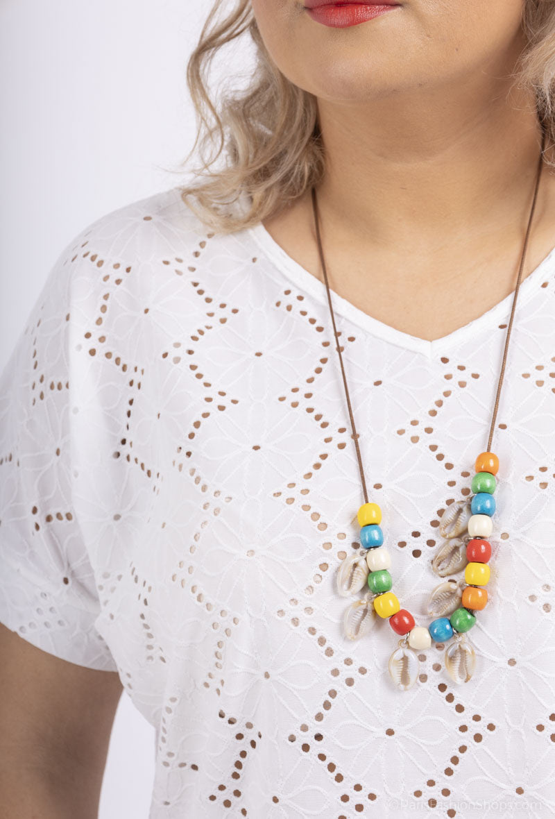 Plus Size V-neck Spets Topp med Halsband