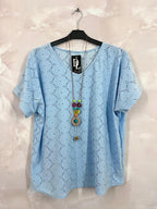 Plus Size V-neck lace top with necklace
