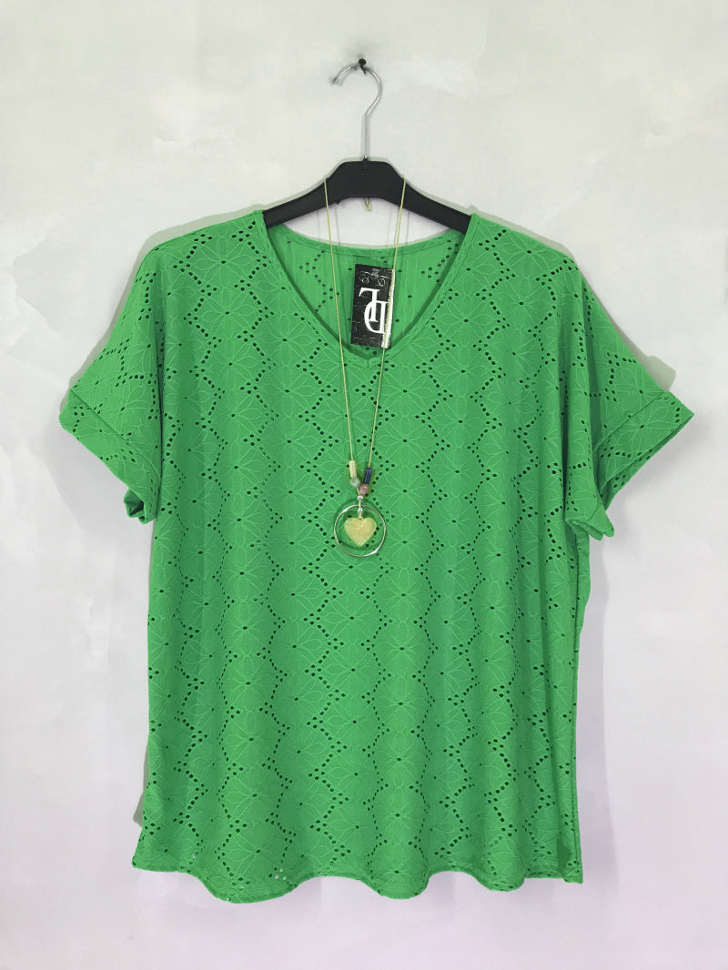 Plus Size V-neck Spets Topp med Halsband