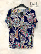 Plus Size V-neck Top med Mönster i Stl 38-48