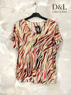 Plus Size V-neck Top med Mönster i Stl 38-48