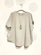 Plus Size Top double cotton gauze with lace in the back T38 to T52