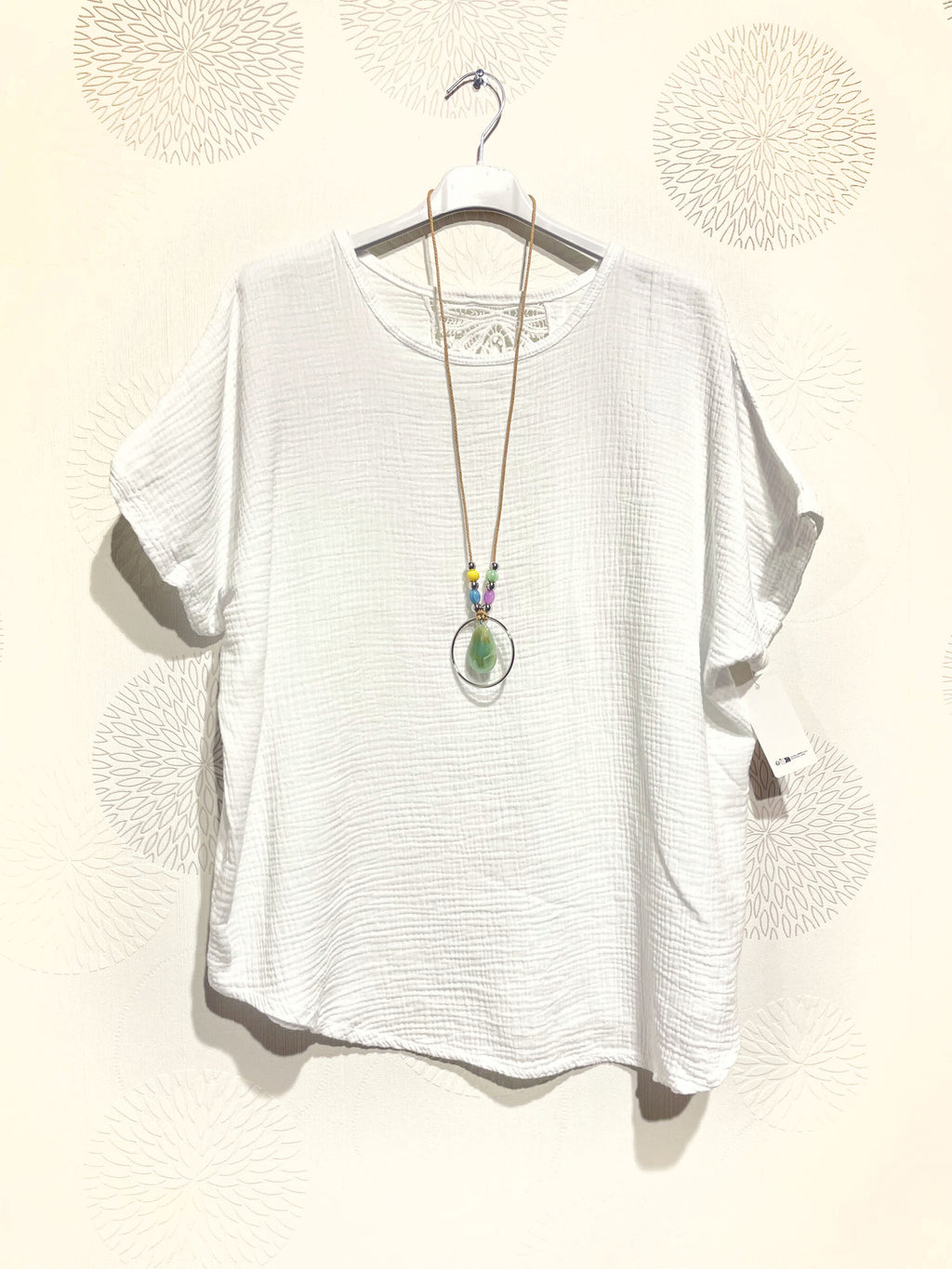 Plus Size Top double cotton gauze with lace in the back T38 to T52