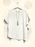 Plus Size Top double cotton gauze with lace in the back T38 to T52