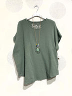 Plus Size Top double cotton gauze with lace in the back T38 to T52