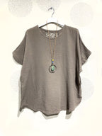 Plus Size Top double cotton gauze with lace in the back T38 to T52