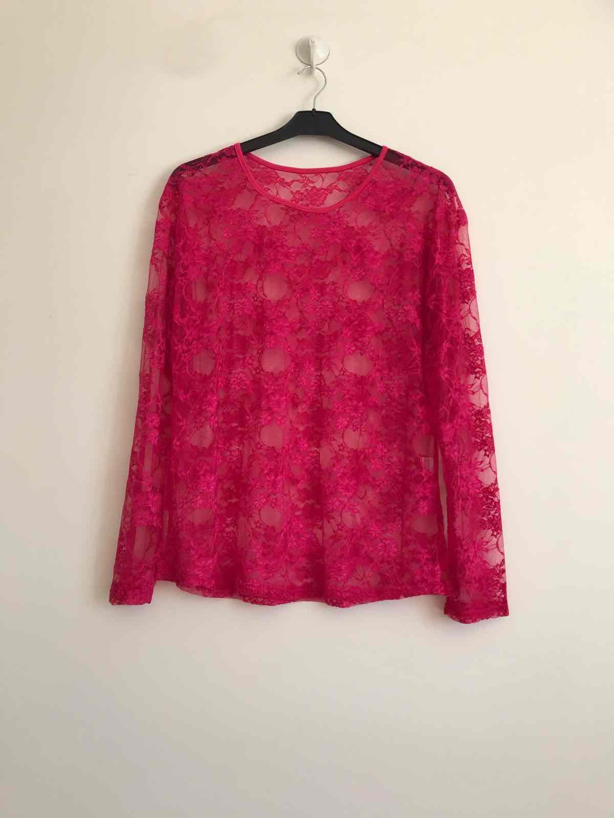 Plus Size Rundhals Spetsblus