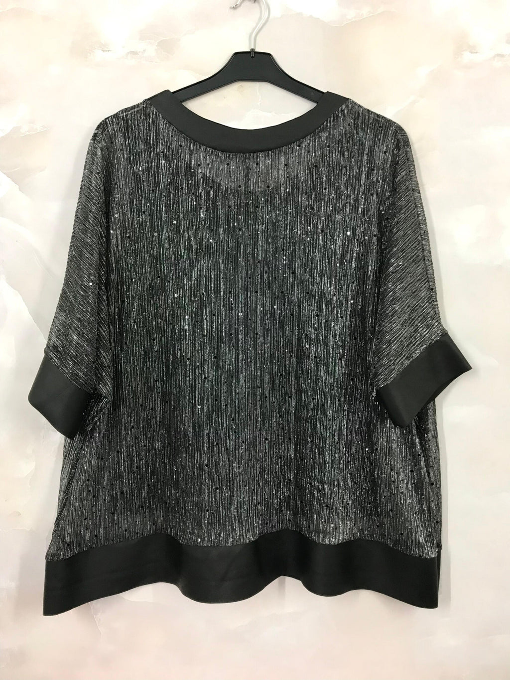 Plus Size Paljett Tylltop med Tanktop och Läderdetaljer