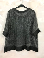 Plus Size Paljett Tylltop med Tanktop och Läderdetaljer