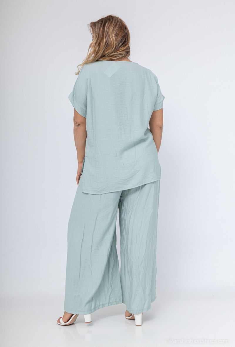 Plus Size Top med Sidofickor